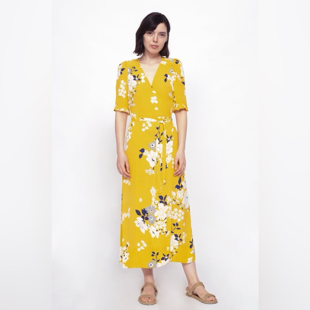 Sea New York 6 yellow floral wrap dress